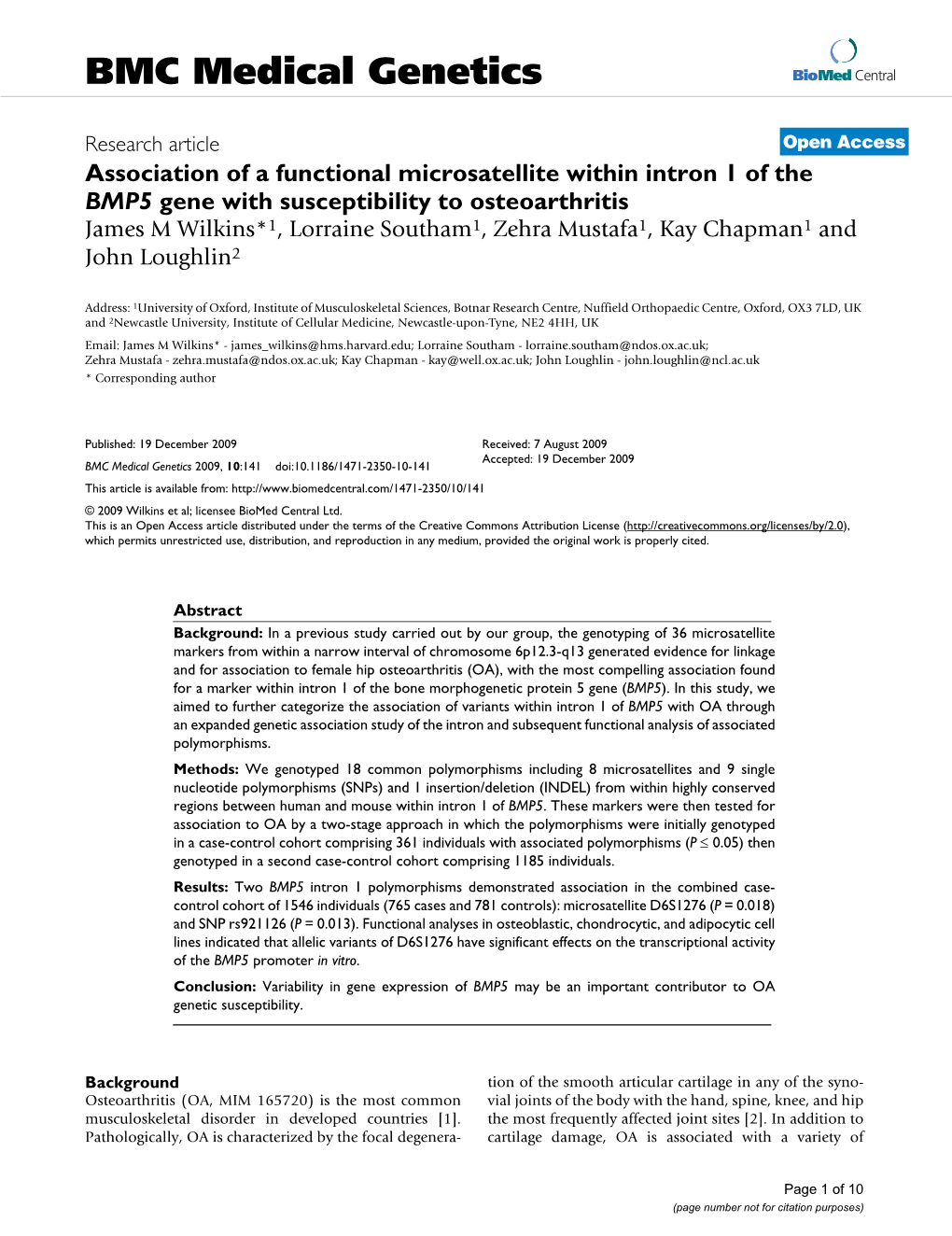 Association of a Functional Microsatellite Within Intron 1 of The