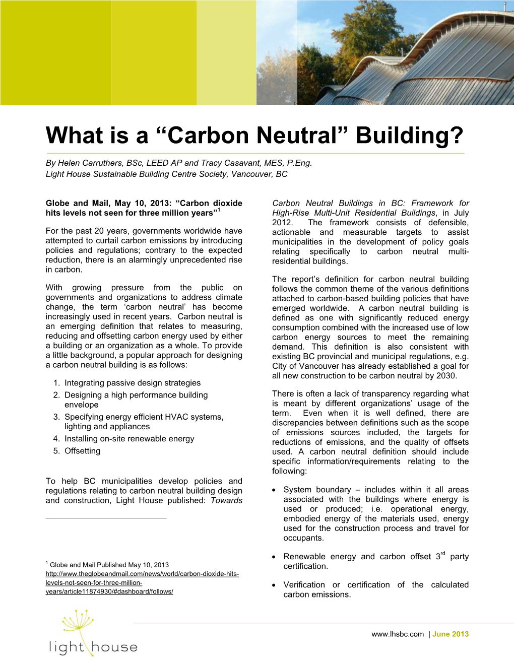 What Is a “Carbon Neutral” Building?