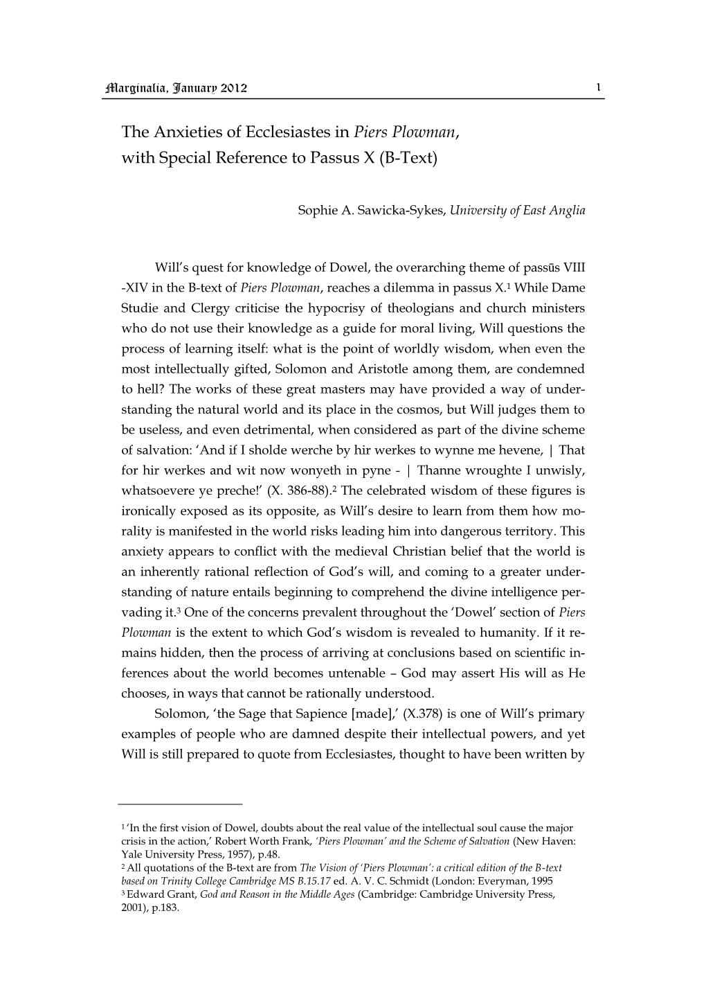 The Anxieties of Ecclesiastes in Piers Plowman, with Special Reference to Passus X (B-Text)