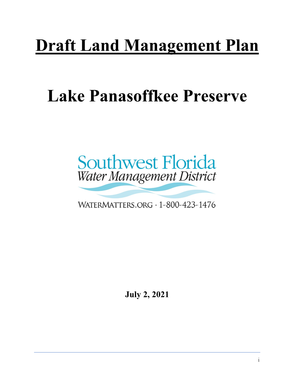 Lake Panasoffkee Preserve Management Plan