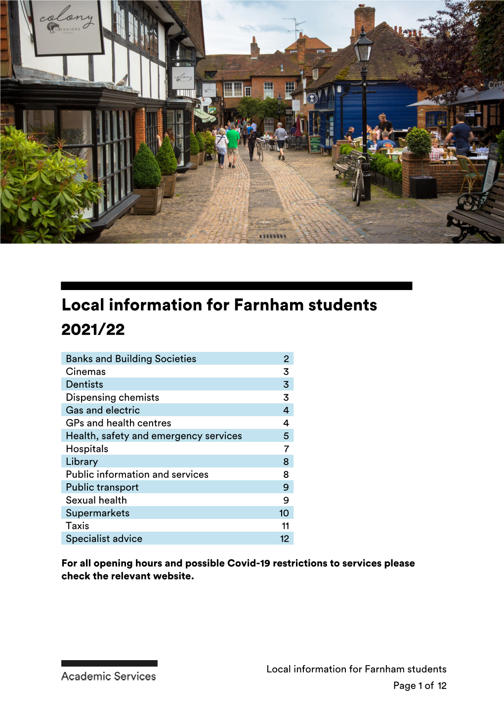 Local Information for Farnham Students 2021/22