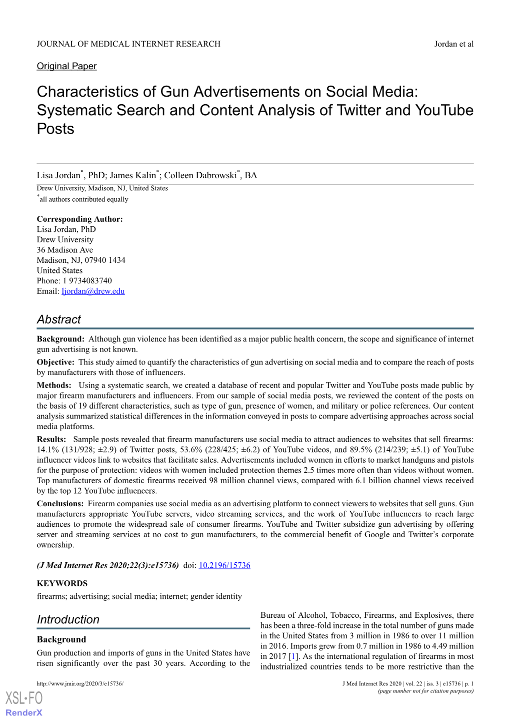 Characteristics of Gun Advertisements on Social Media: Systematic Search and Content Analysis of Twitter and Youtube Posts