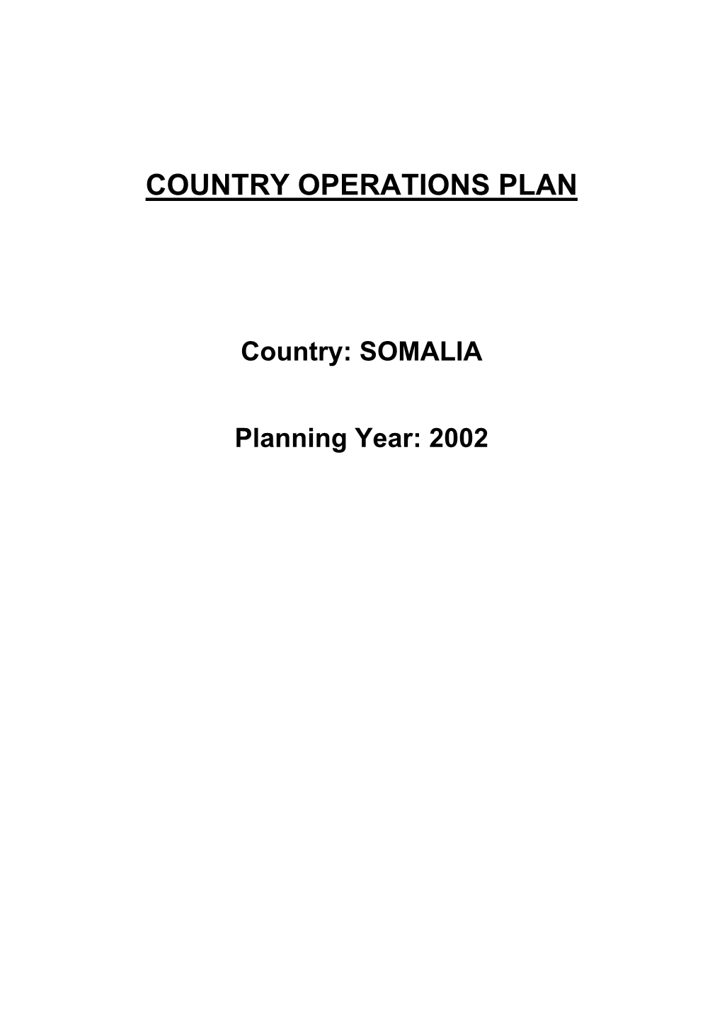 Country Operations Plan