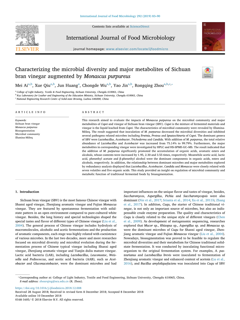 International Journal of Food Microbiology Characterizing The