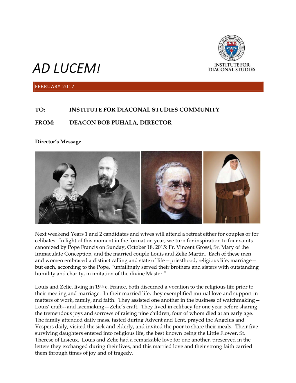 Ad Lucem! February 2017