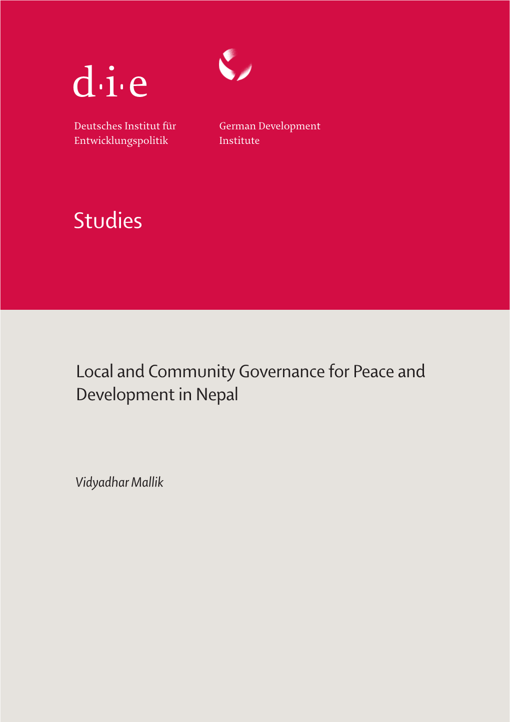 Local and Community Governance for Peace and Development in Nepal