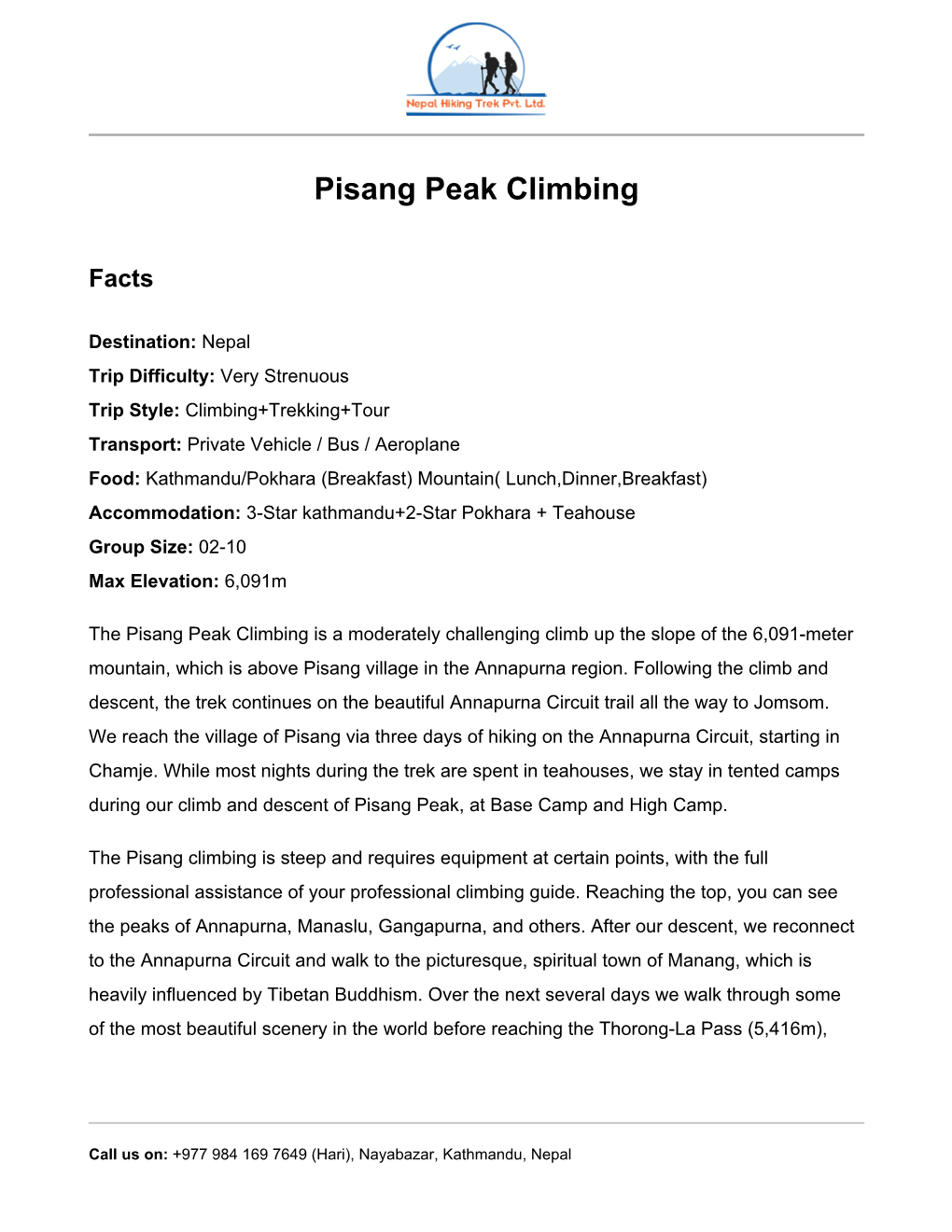 Pisang Peak Climbing