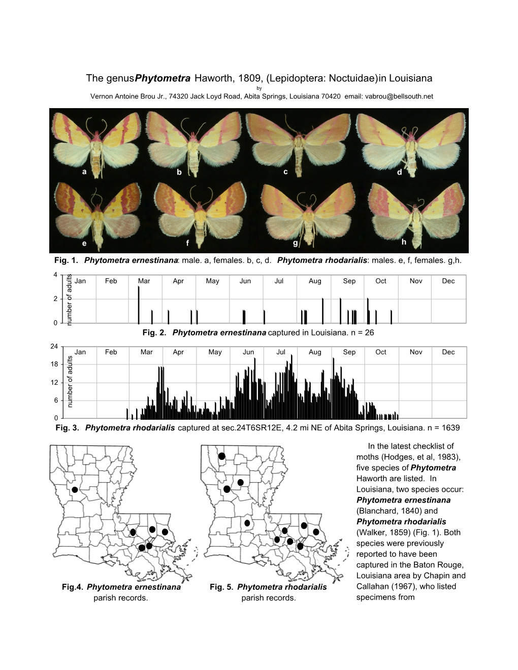 Lepidoptera: Noctuidae) in Louisiana by Vernon Antoine Brou Jr., 74320 Jack Loyd Road, Abita Springs, Louisiana 70420 Email: Vabrou@Bellsouth.Net