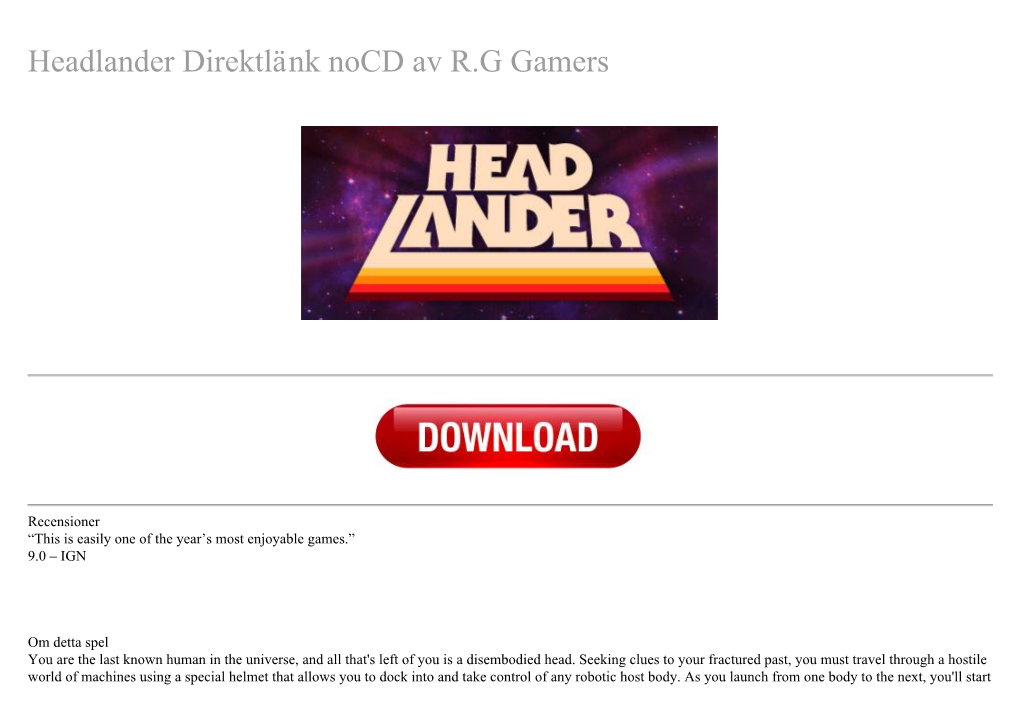 Headlander Direktlänk Nocd Av R.G Gamers