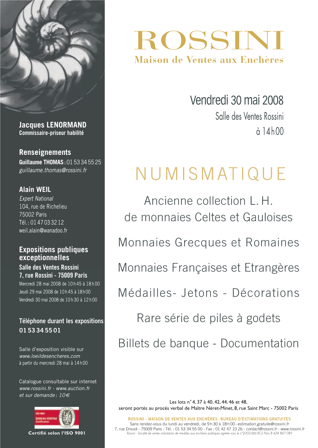 Catalogue Numismatique 300508.Qxd:Layout 1 27/04/08 20:02 Page 1