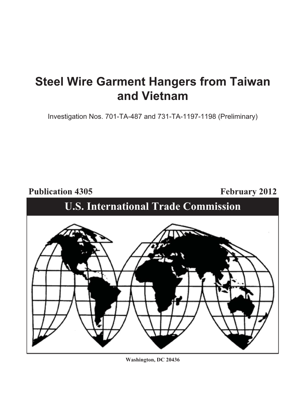 Steel Wire Garment Hangers from Taiwan and Vietnam
