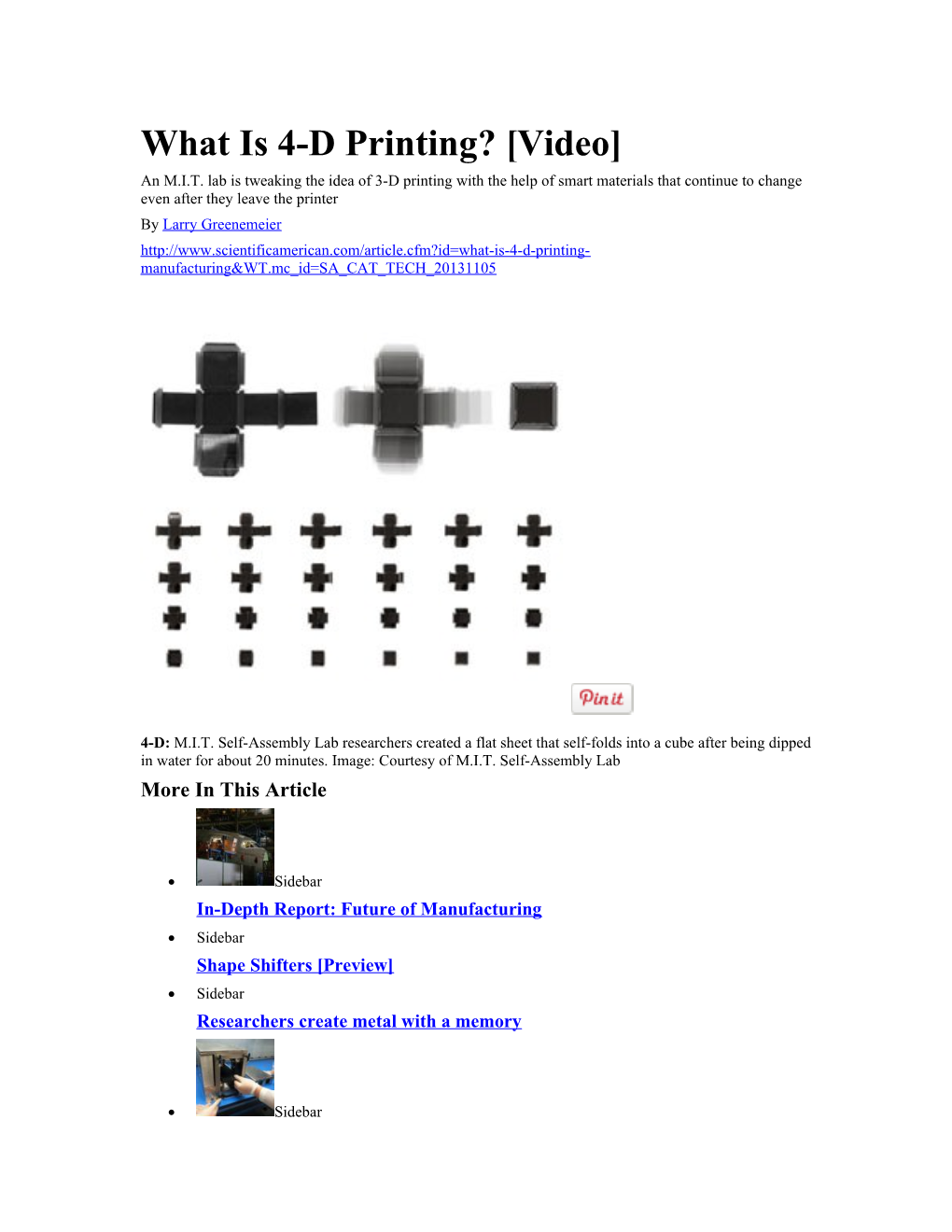 What Is 4-D Printing? Video