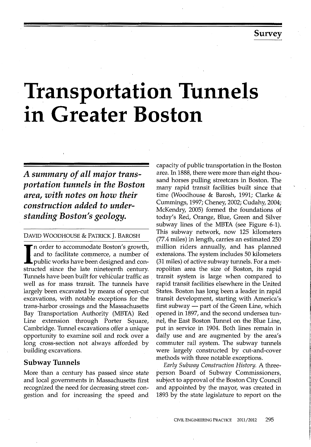 Transportation Tunnels in Greater Boston