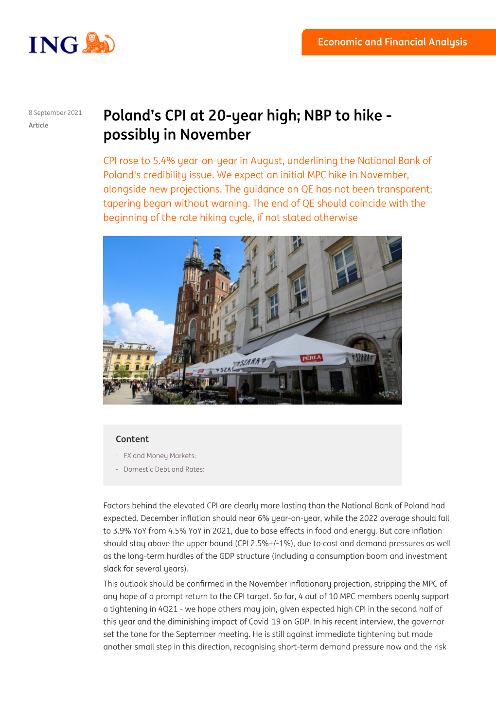 Poland's CPI at 20-Year High; NPB to Hike