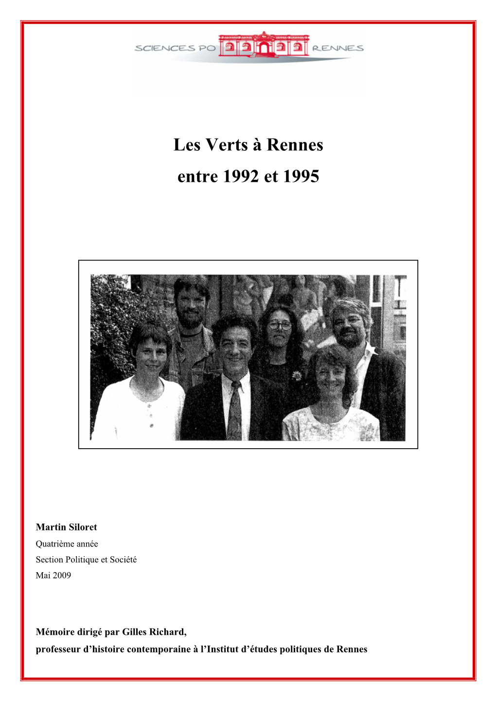 Les Verts À Rennes Entre 1992 Et 1995