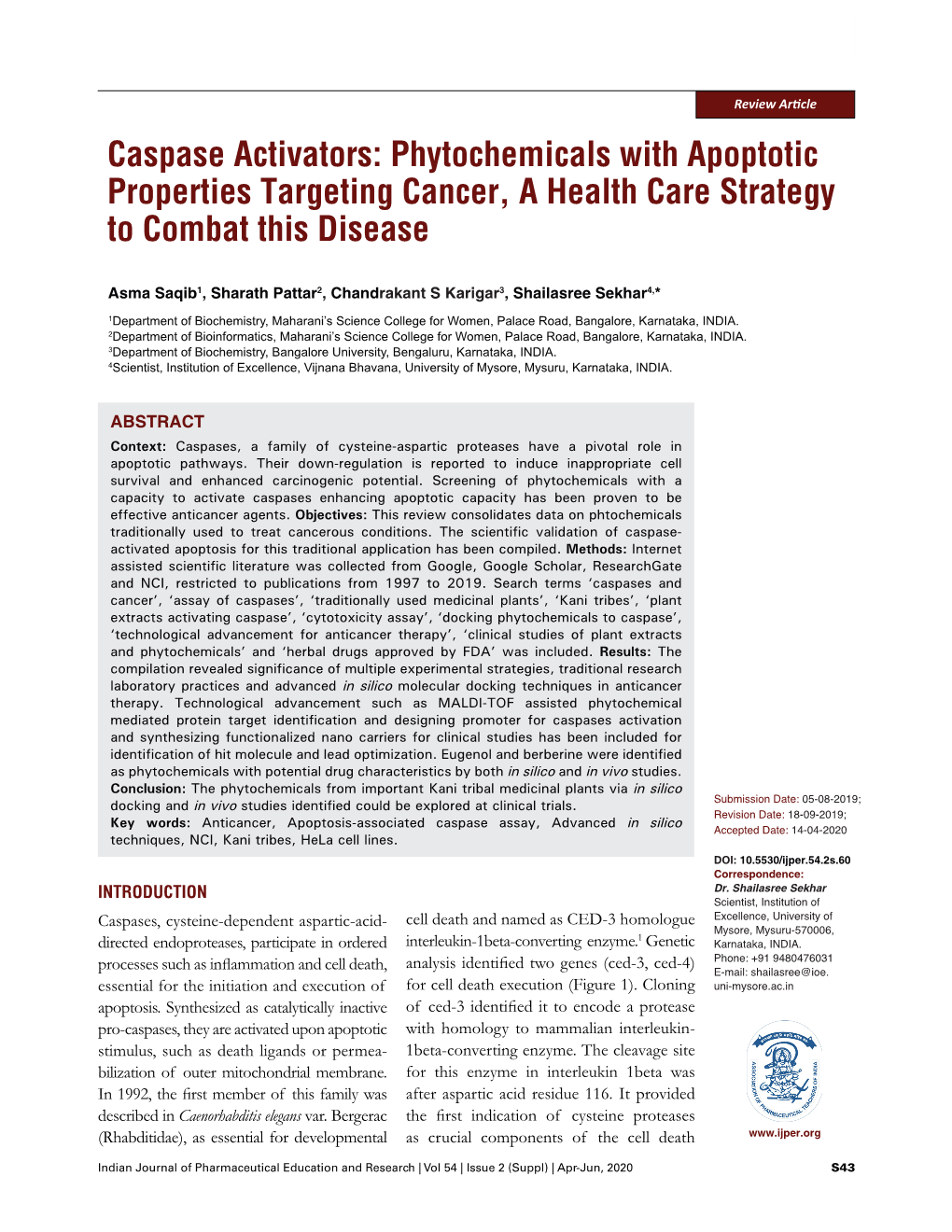 Caspase Activators: Phytochemicals with Apoptotic Properties Targeting Cancer, a Health Care Strategy to Combat This Disease