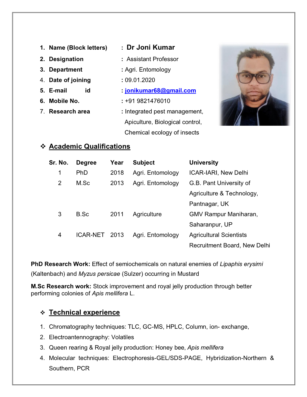 Academic Qualifications Technical Experience