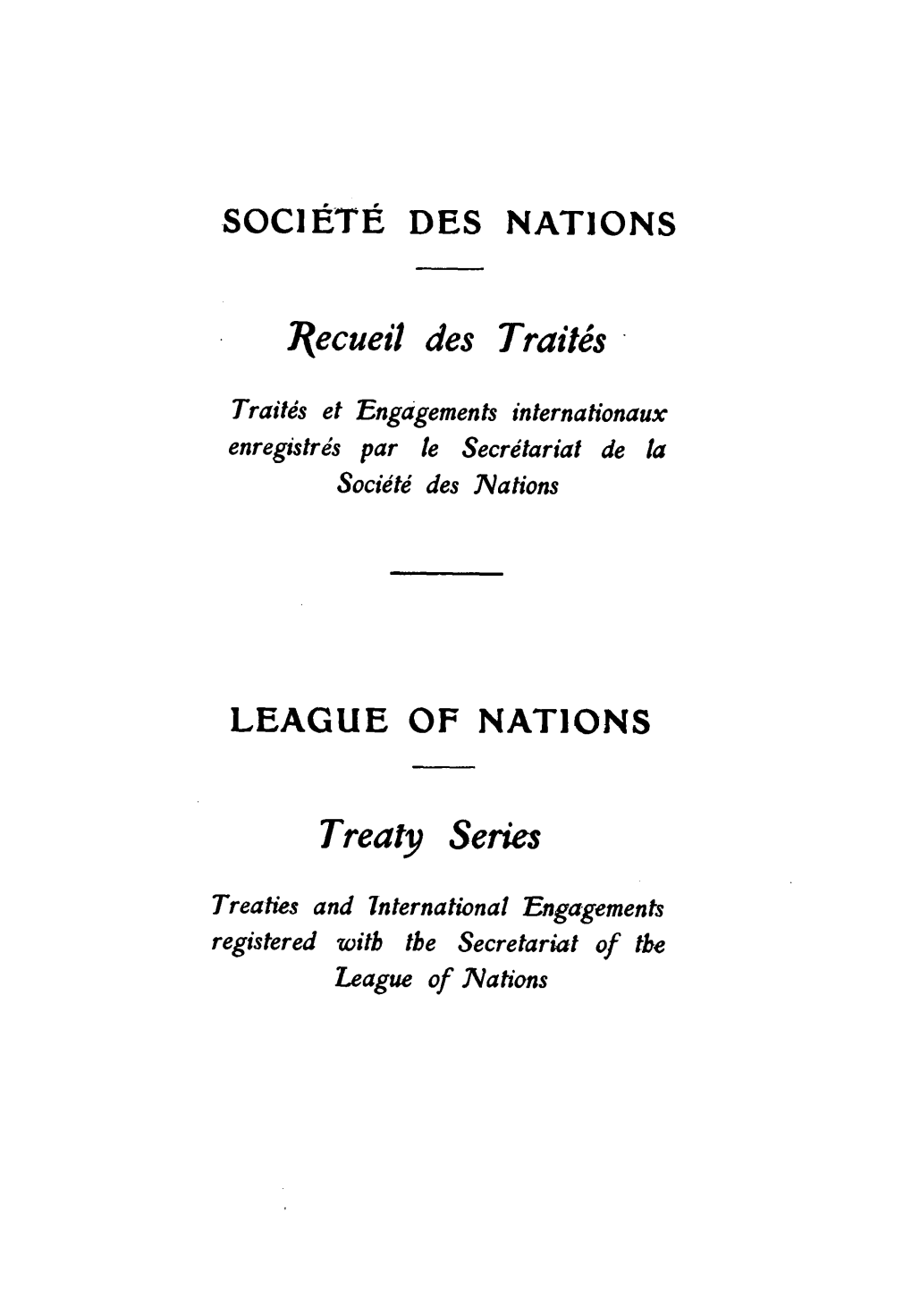 Jecueil Des Traitis Treaty Series