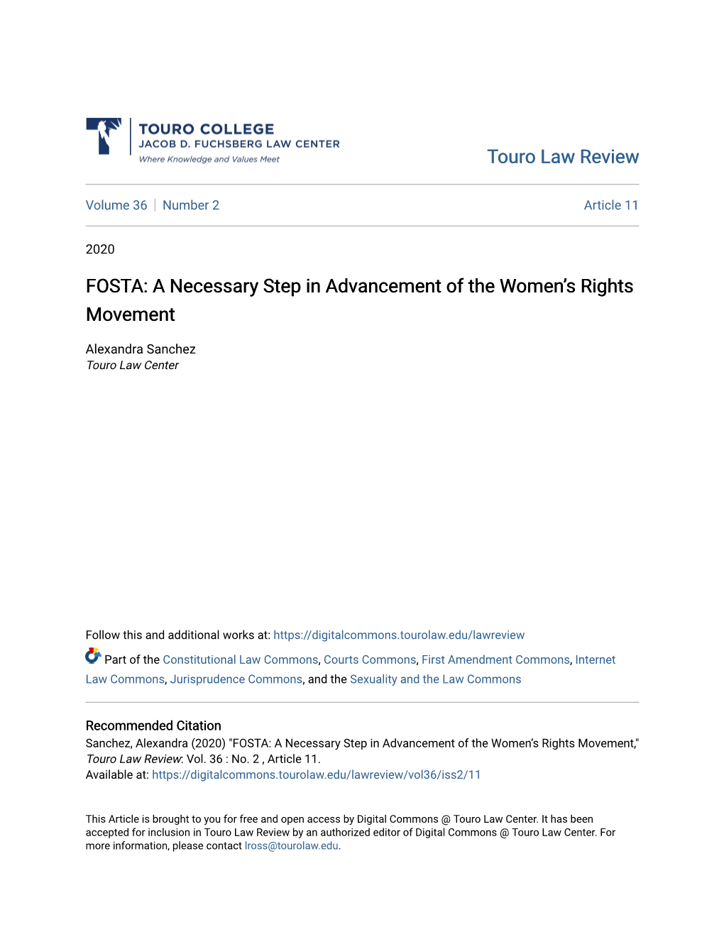 FOSTA: a Necessary Step in Advancement of the Women’S Rights Movement