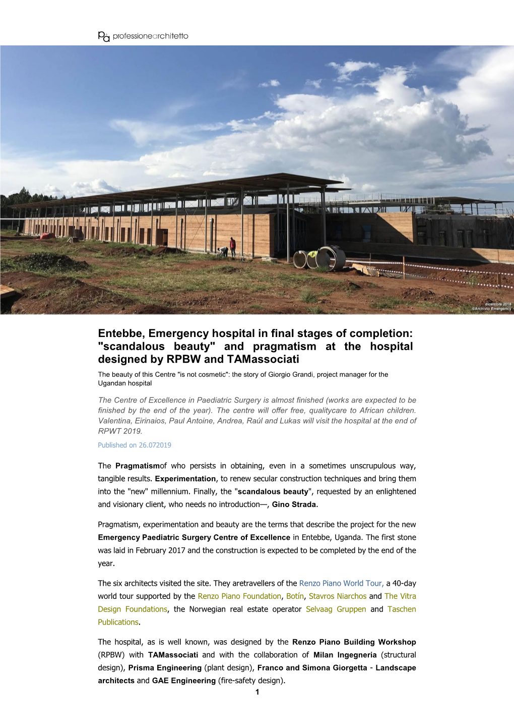 Entebbe, Emergency Hospital in Final Stages