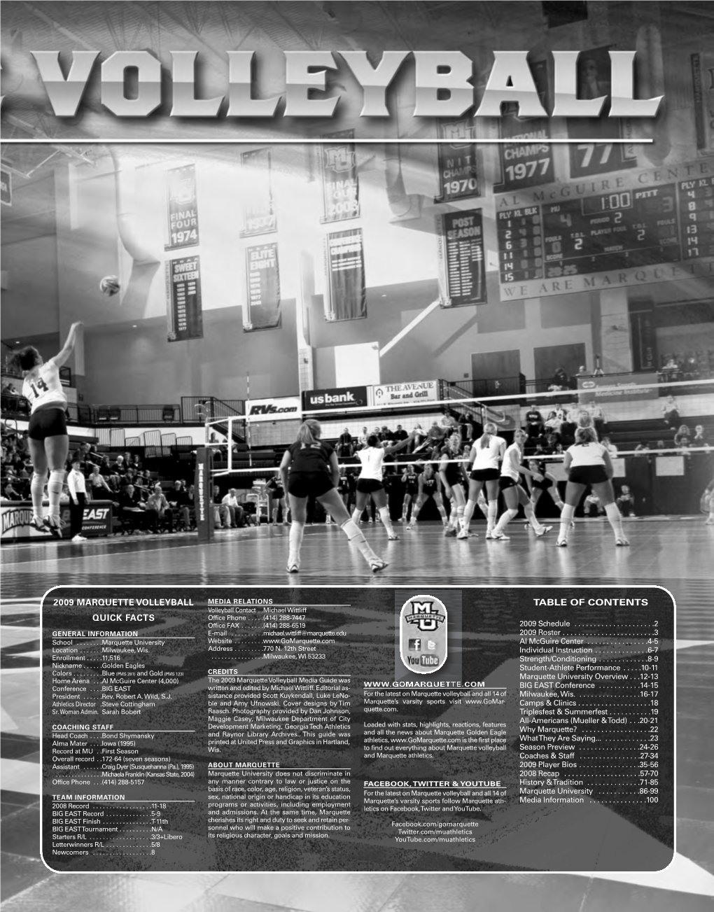 2009 Marquette Volleyball Quick Facts Table Of
