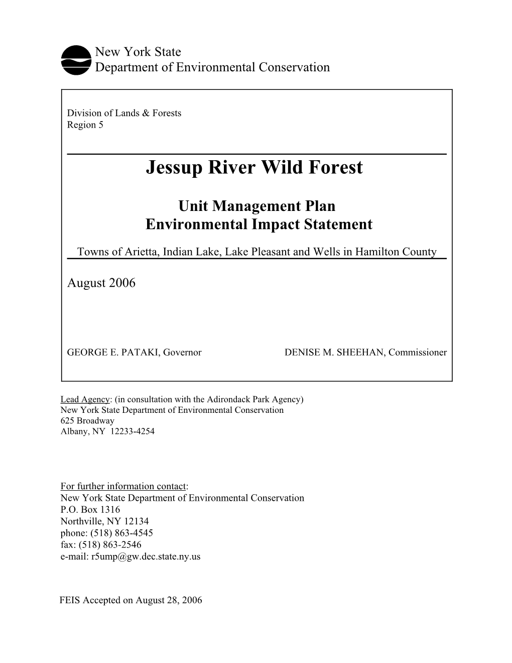 2006 Jessup River Wild Forest Unit Management Plan (UMP)