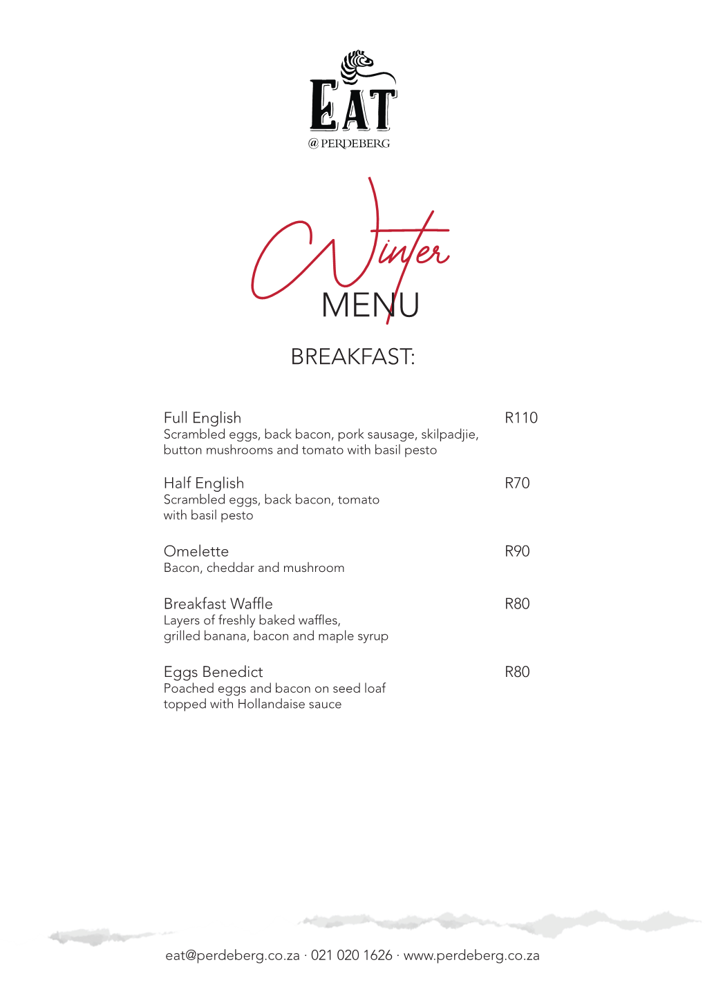 Winter MENU BREAKFAST