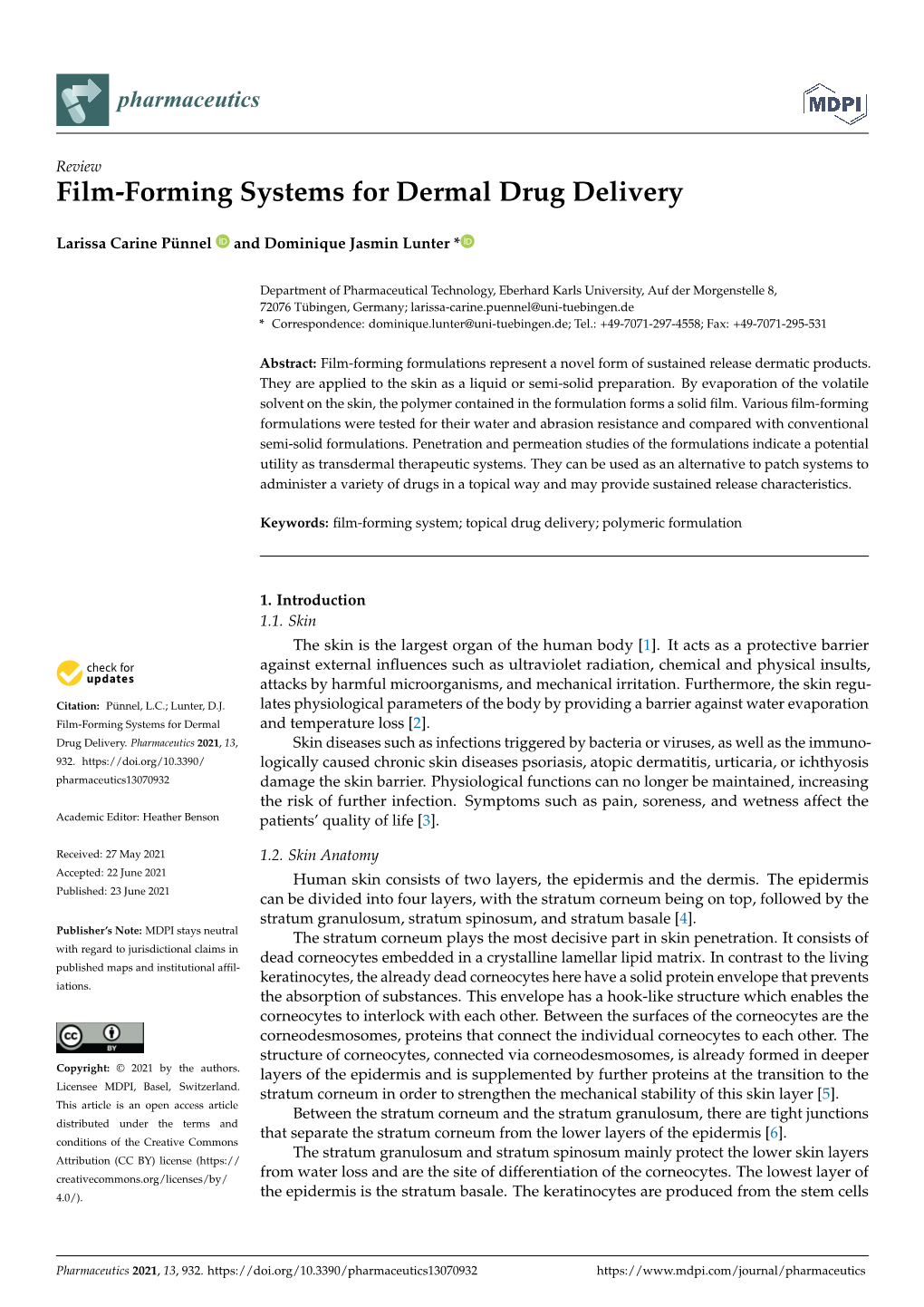 Film-Forming Systems for Dermal Drug Delivery