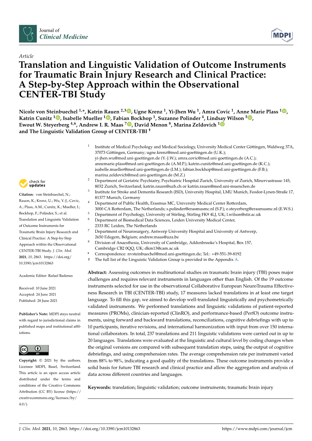 Translation and Linguistic Validation of Outcome Instruments For