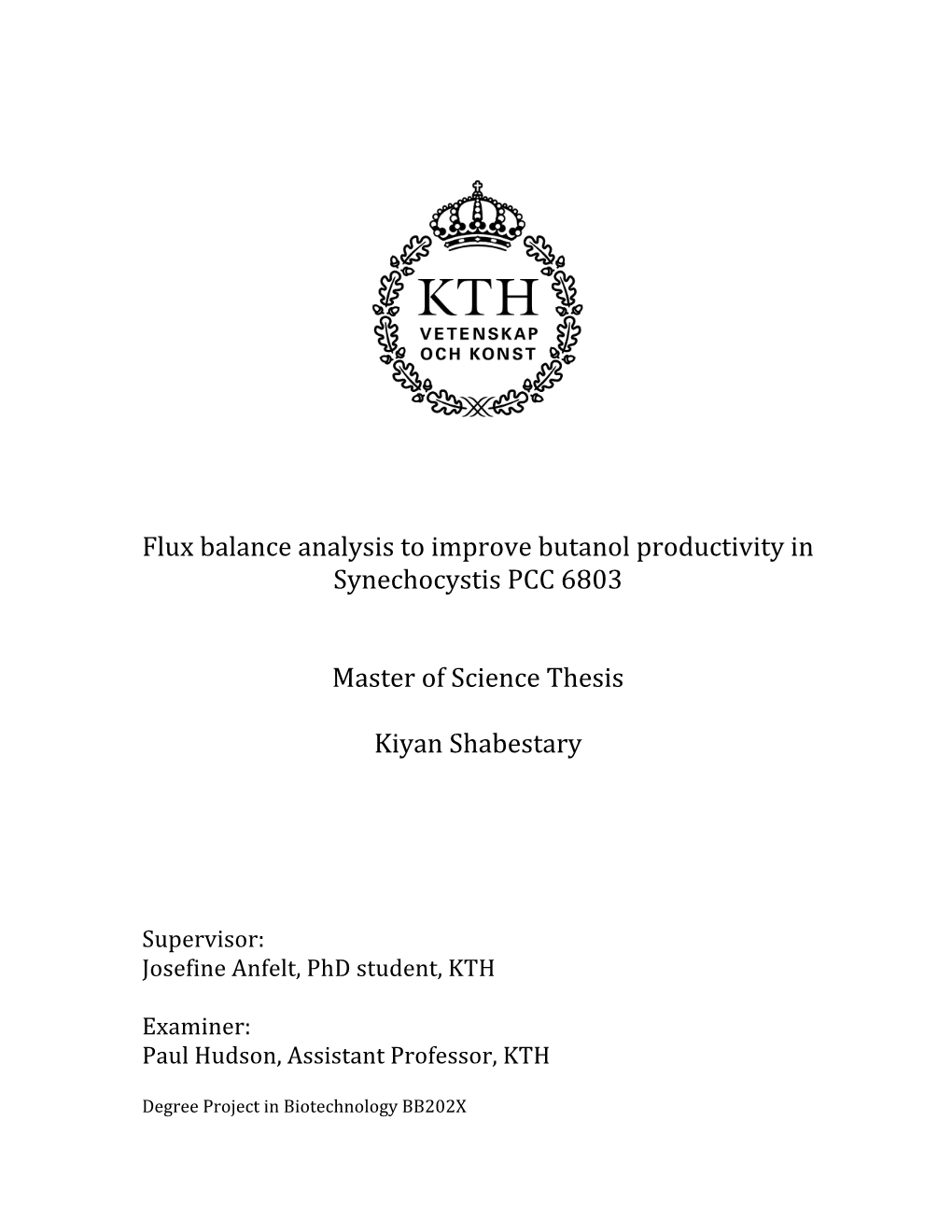 Flux Balance Analysis to Improve Butanol Productivity in Synechocystis PCC 6803