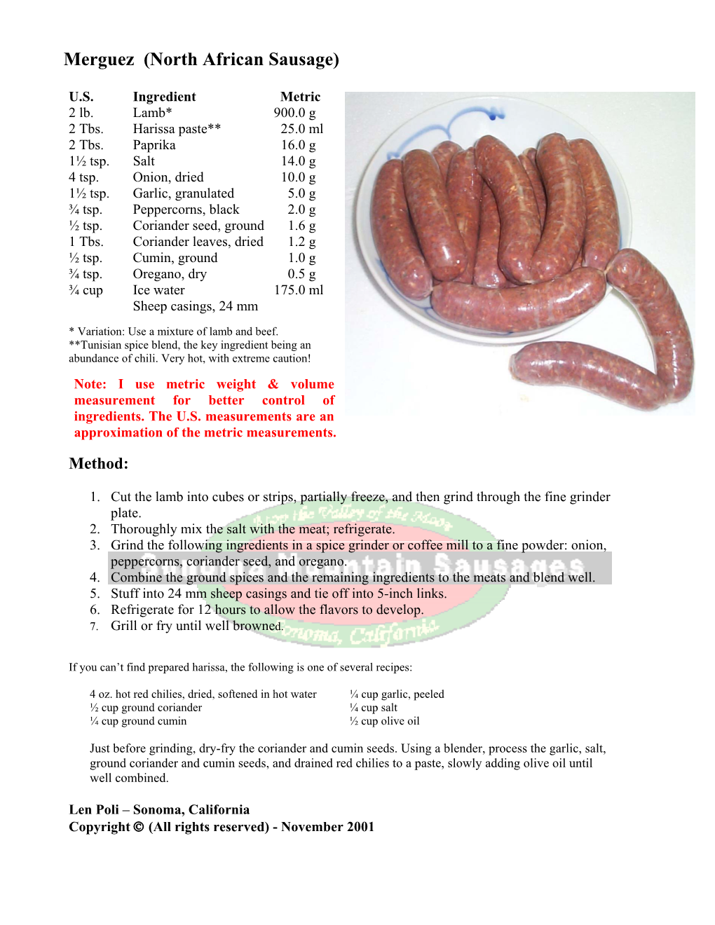 Merguez (North African Sausage)