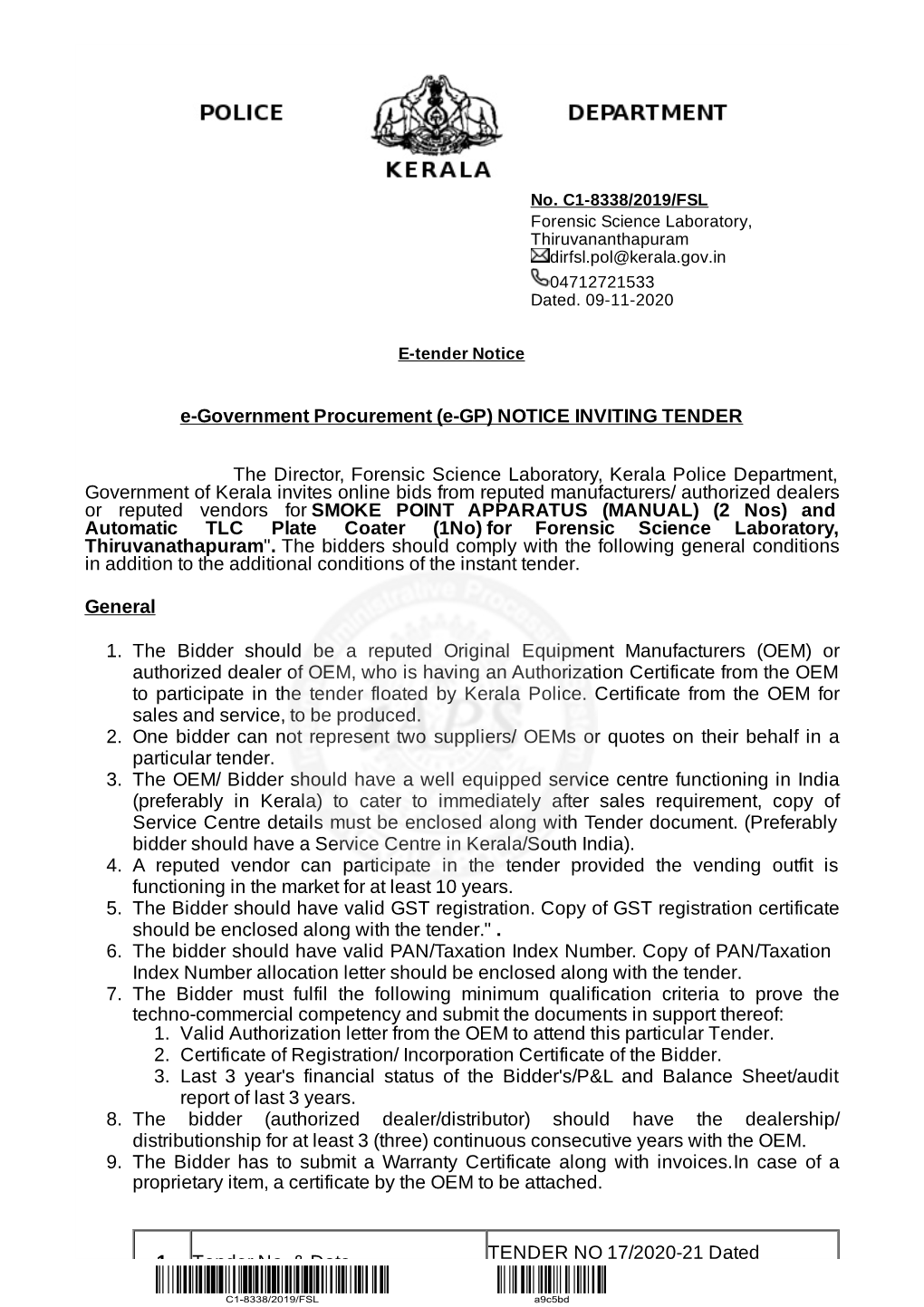 E-Government Procurement (E-GP) NOTICE INVITING TENDER
