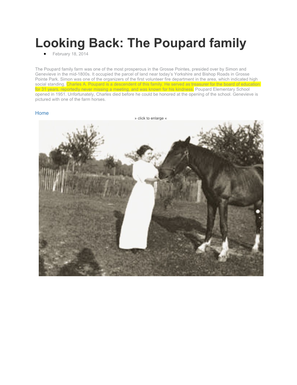 Looking Back: the Poupard Family