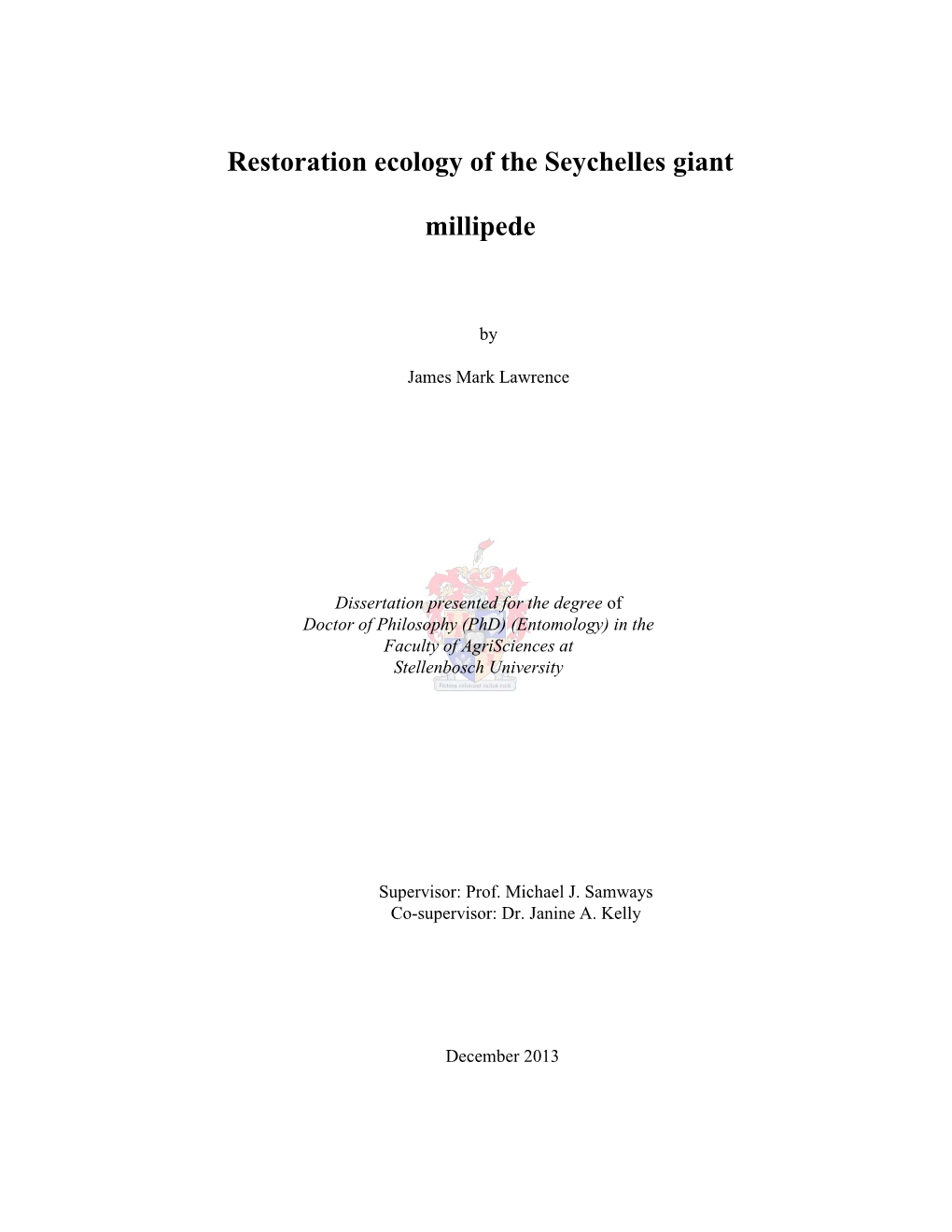 Population and Movement Ecology of The