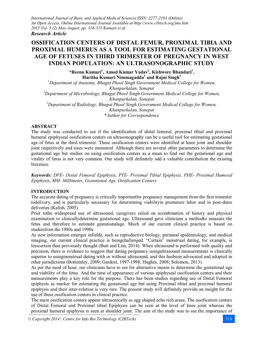 Ossification Centers of Distal Femur, Proximal Tibia And