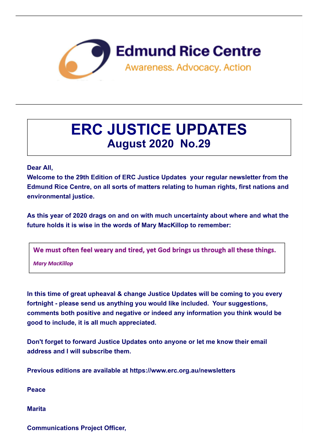 ERC JUSTICE UPDATES AUGUST 2020 Issue 2