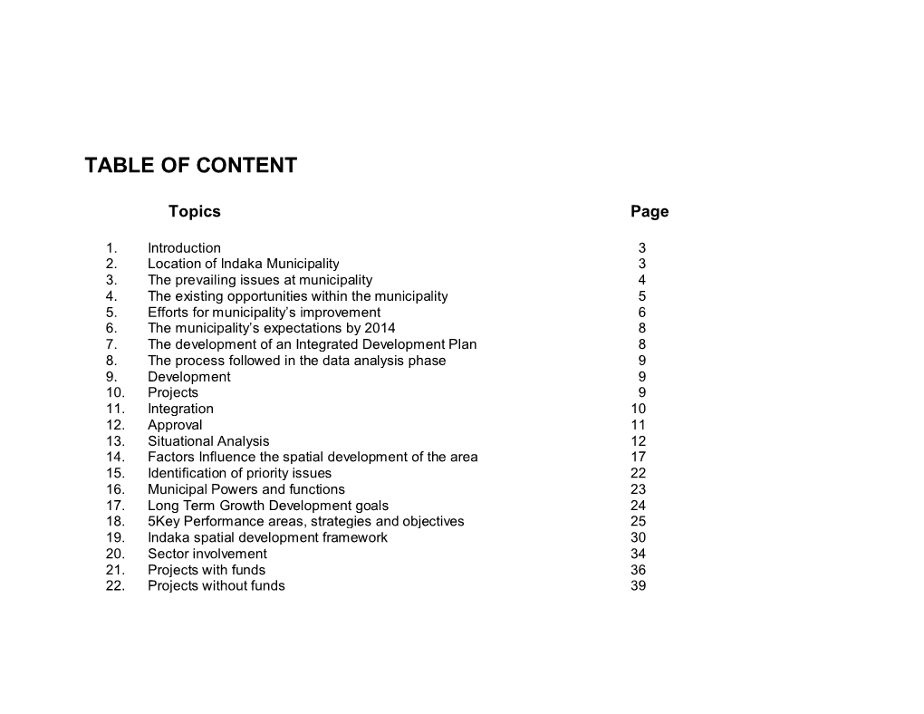 Table of Content