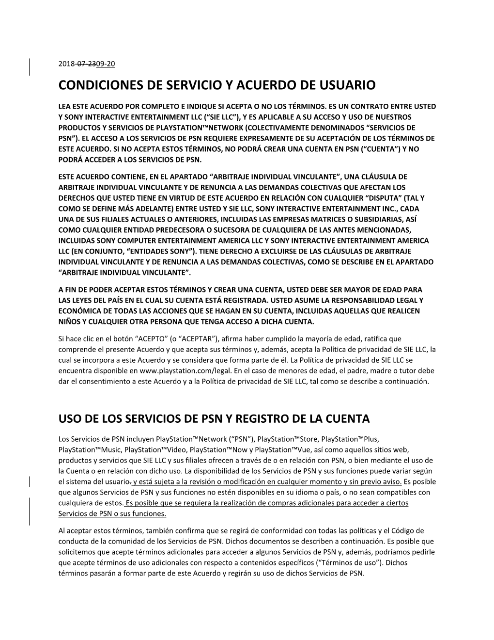 Condiciones De Servicio Y Acuerdo De Usuario