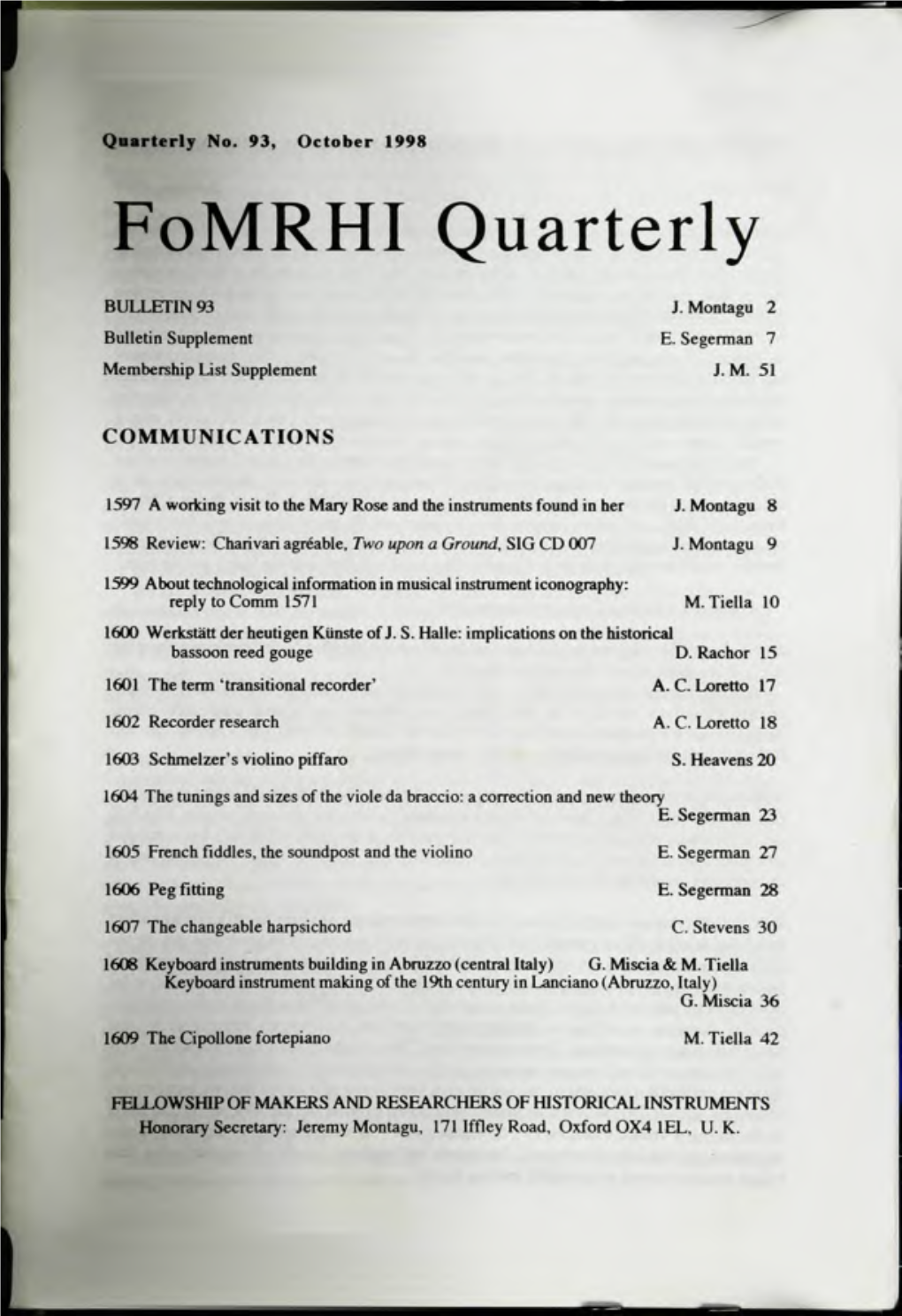 Fomrhi Quarterly