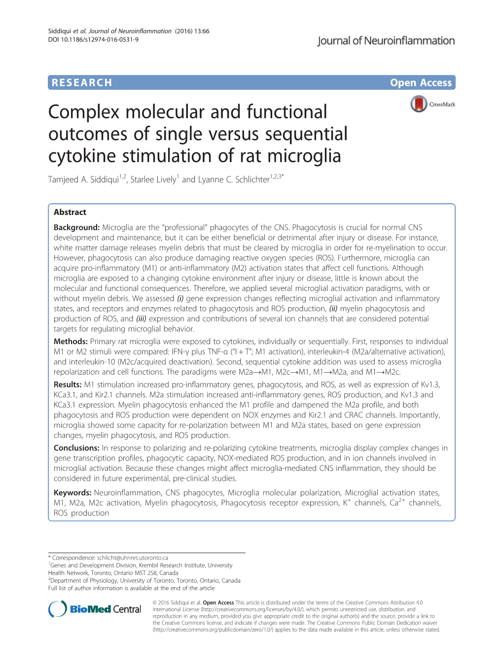 Complex Molecular and Functional Outcomes of Single Versus Sequential Cytokine Stimulation of Rat Microglia Tamjeed A