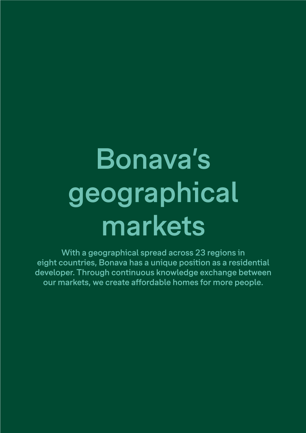 Bonava's Geographical Markets