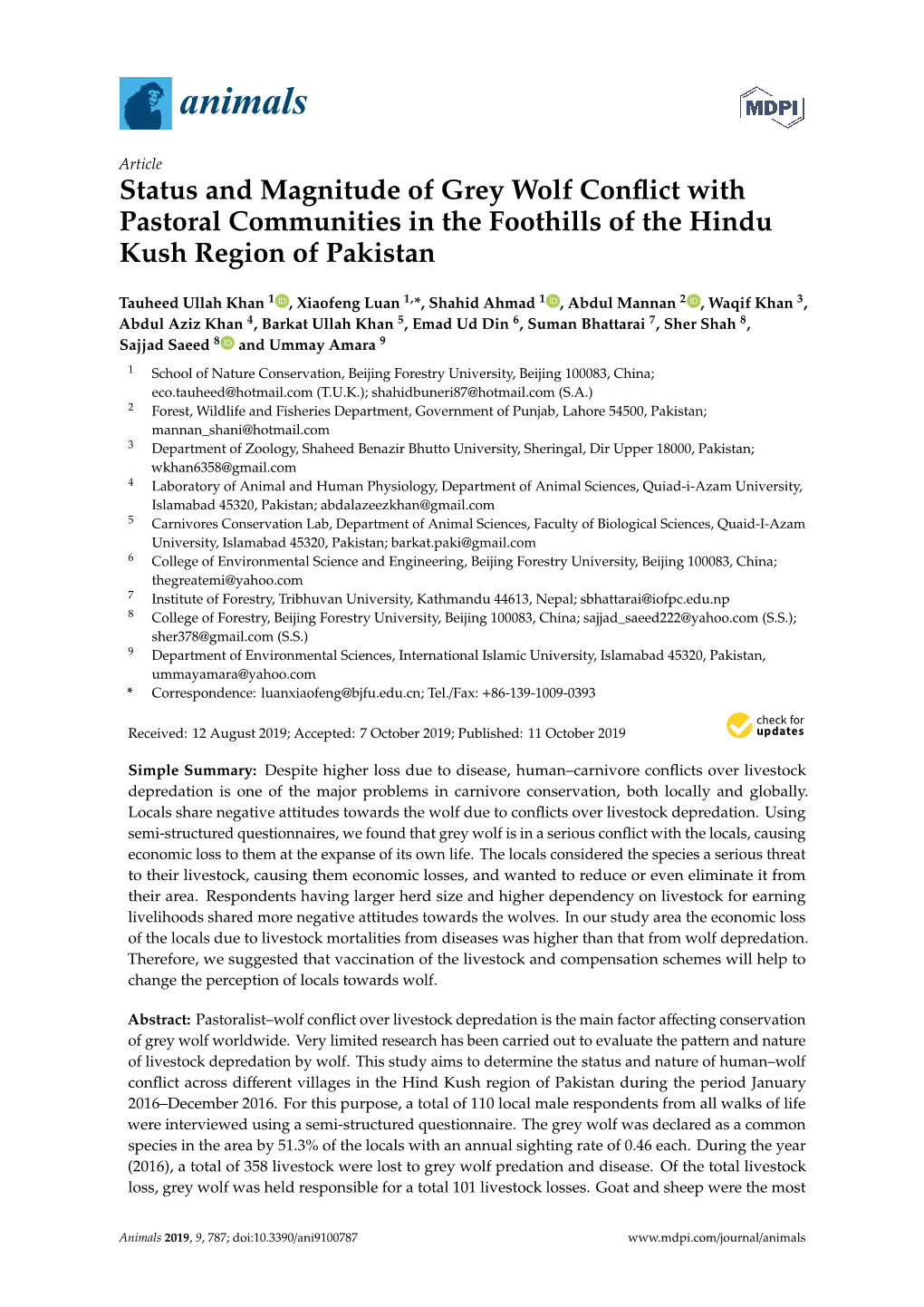 Status and Magnitude of Grey Wolf Conflict with Pastoral Communities