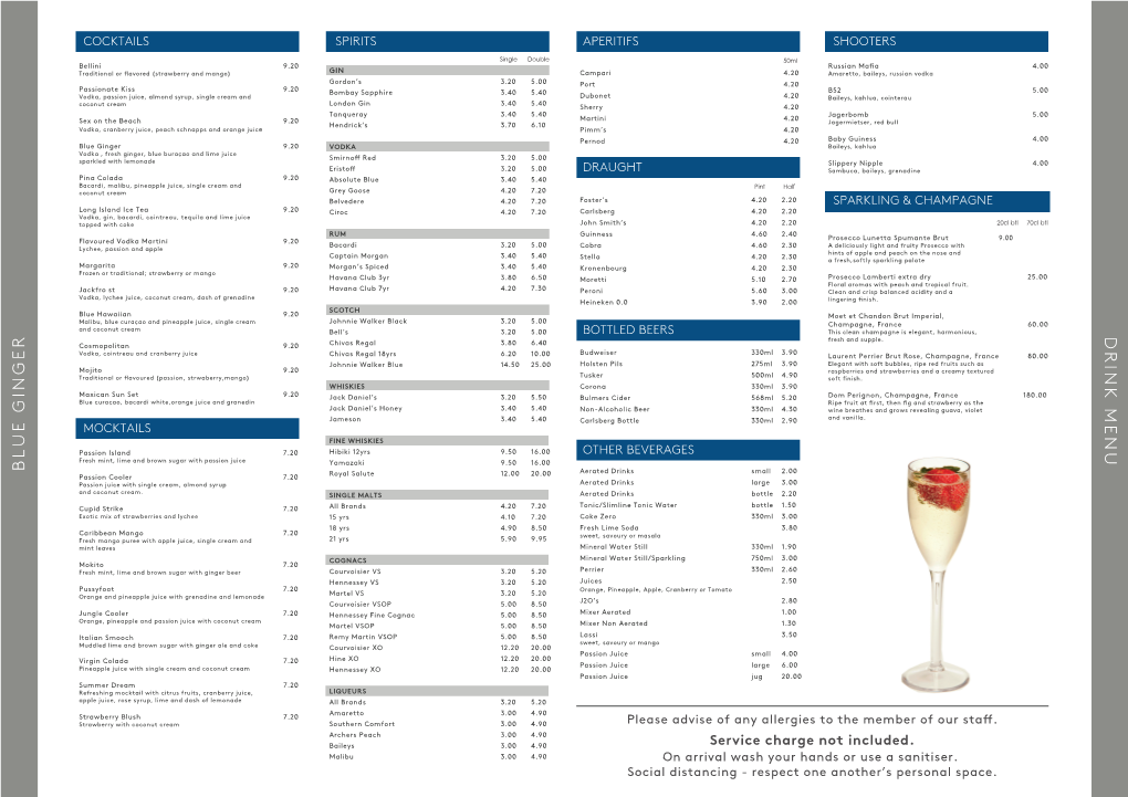 Our Drinks Menu