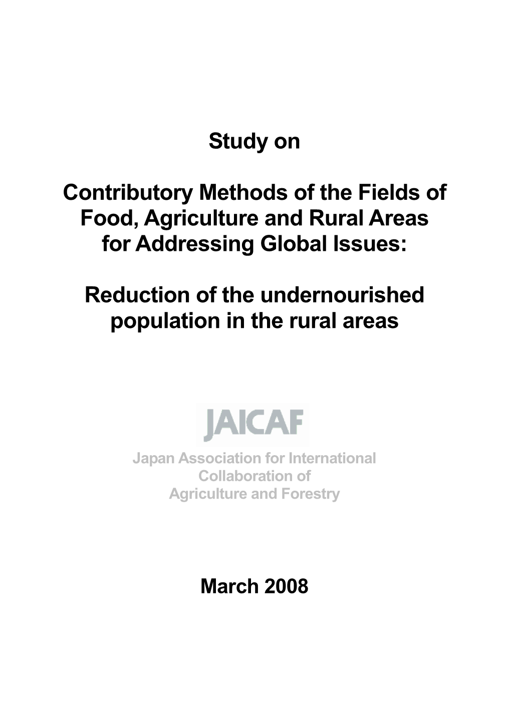 Study on Contributory Methods of the Fields of Food, Agriculture And