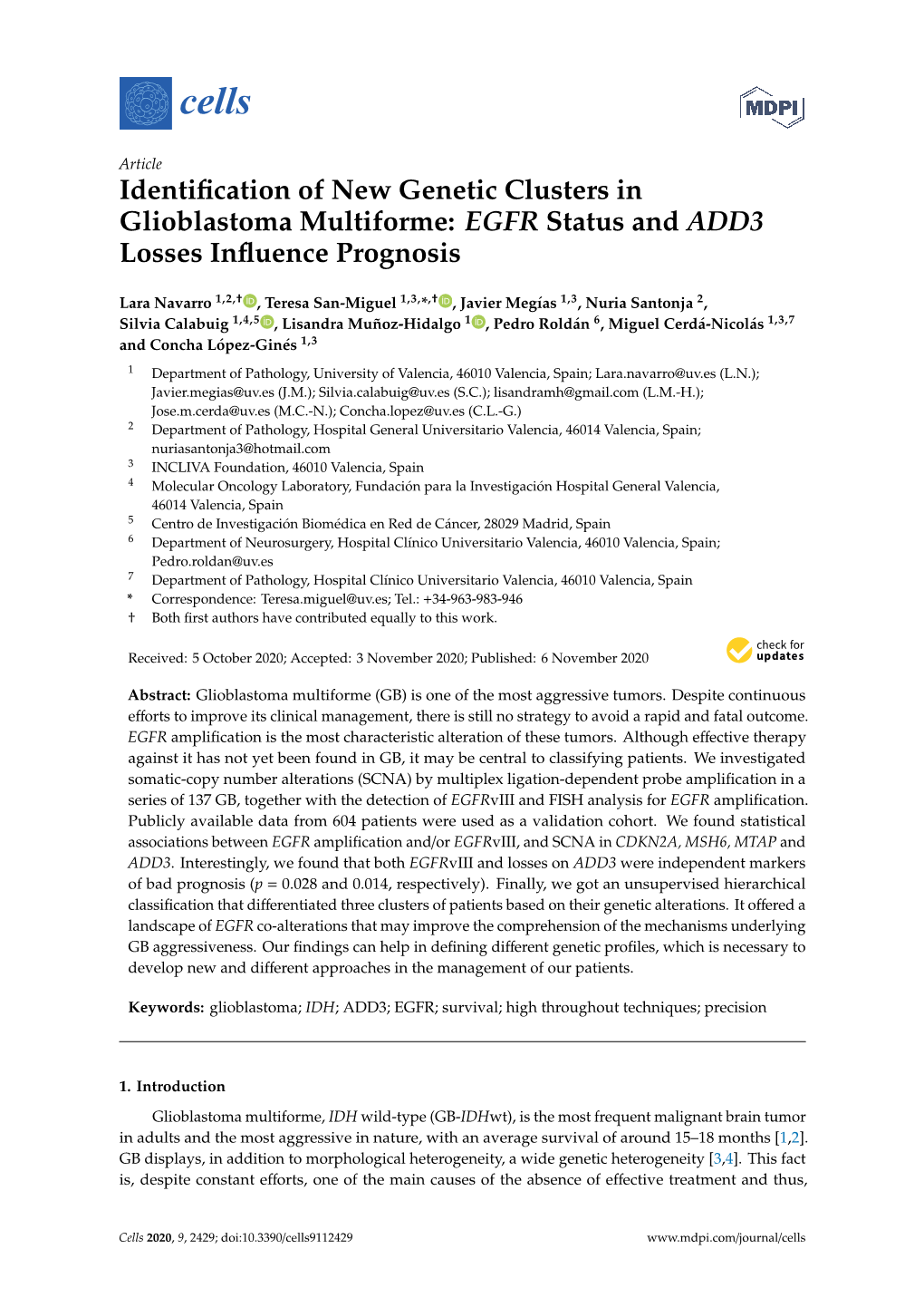 Identification of New Genetic Clusters in Glioblastoma Multiforme: EGFR