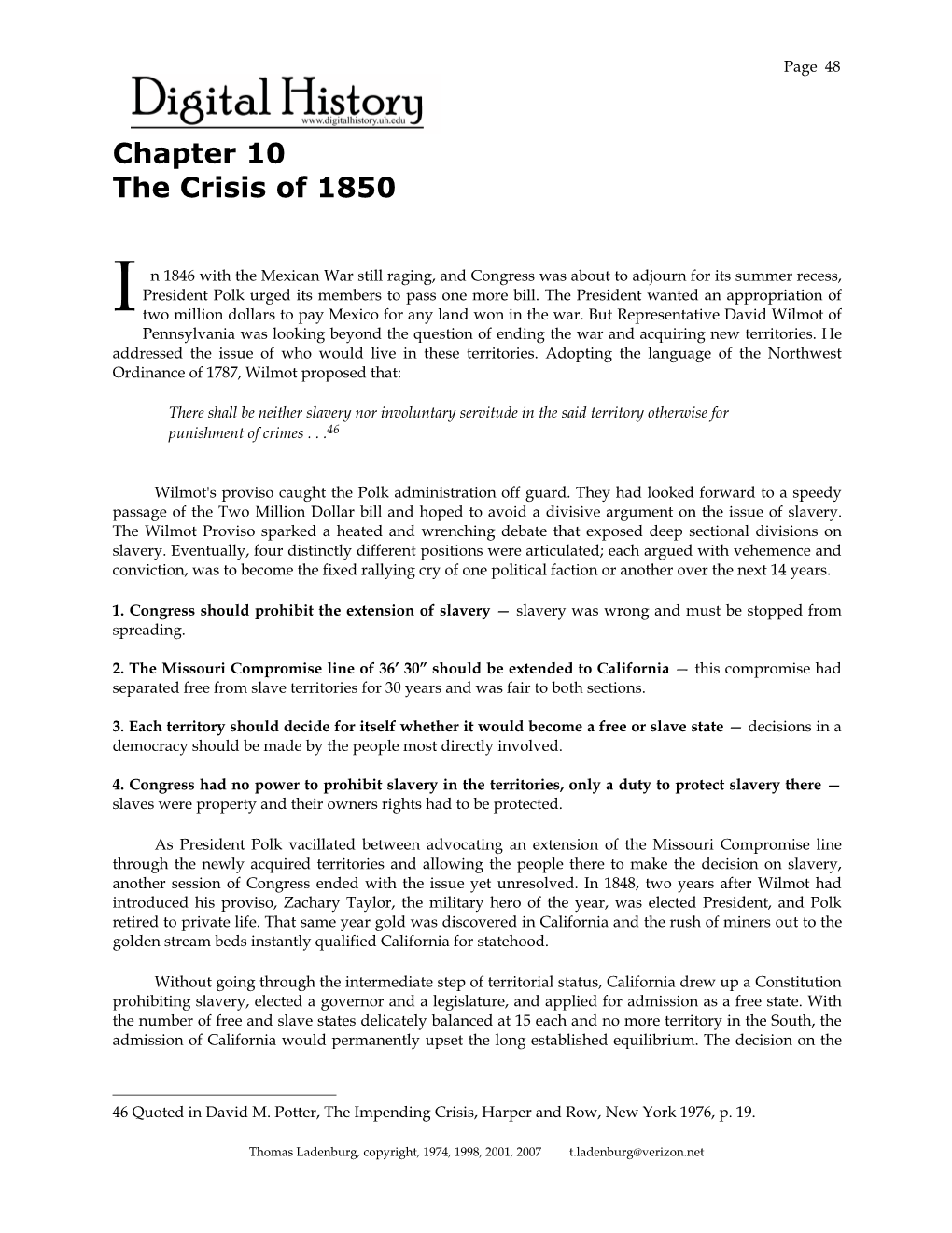 Chapter 10 the Crisis of 1850