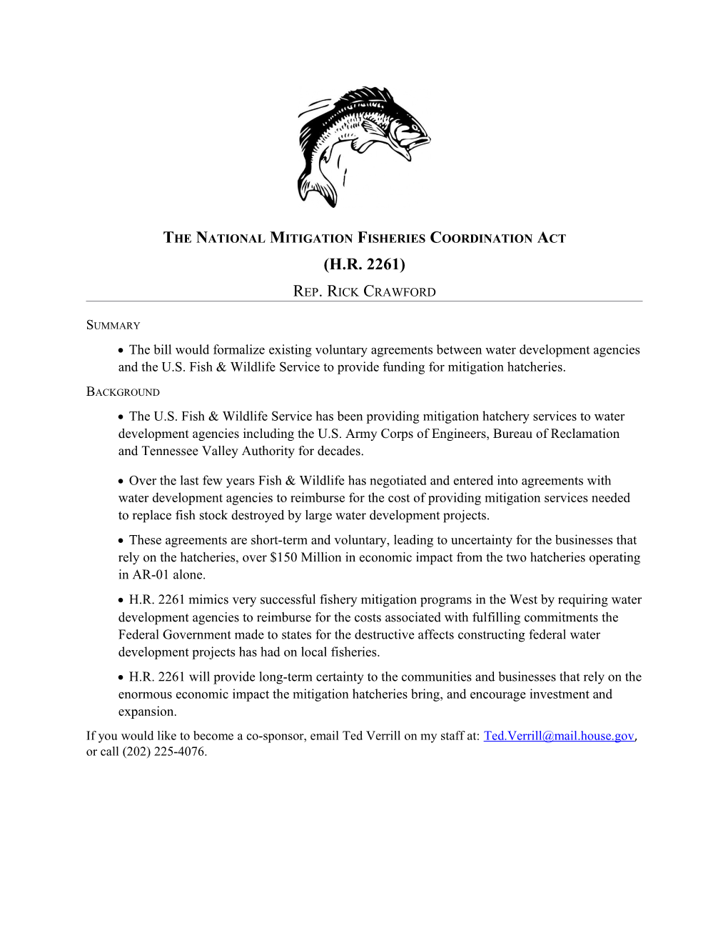 The National Mitigation Fisheries Coordination Act