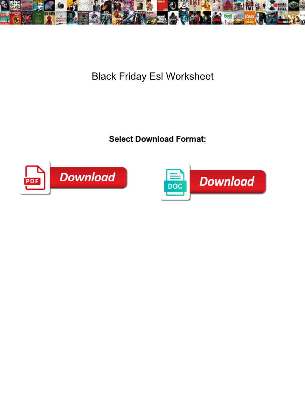 Black Friday Esl Worksheet