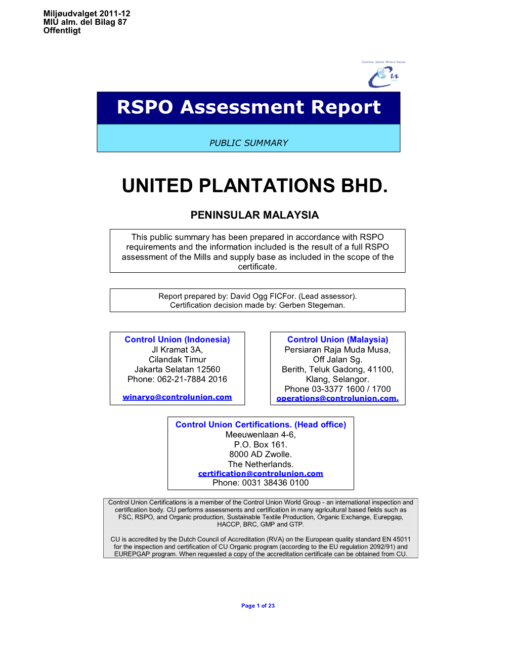 United Plantations Bhd