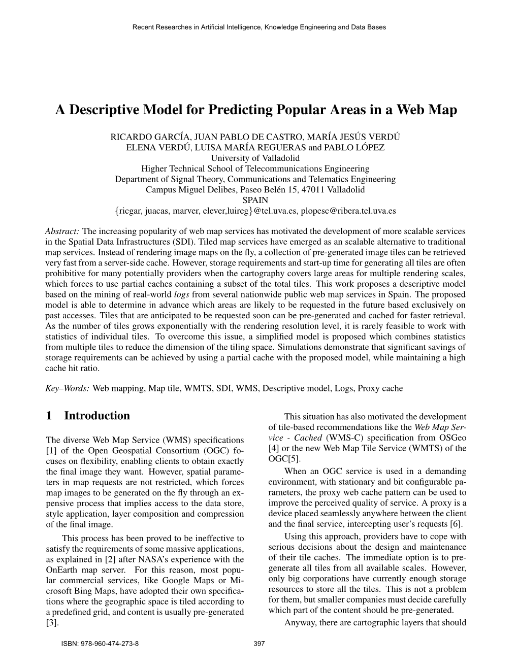 A Descriptive Model for Predicting Popular Areas in a Web Map